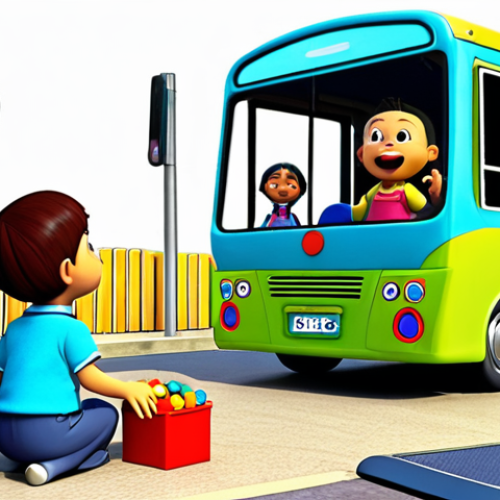 Home 7 **Image Prompt:** A bright and colorful scene of the "Tayo" bus cartoon characters interacting with children in an educational game setting, such as matching shapes or counting objects, with a focus on a friendly and engaging atmosphere.