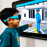 Interactive AR Learning with Tayo**

"A fully clothed young child wearing augmented reality glasses, interacting with a friendly cartoon bus character (Tayo-inspired) projecting from a tablet. The child is smiling and pointing at the projected image of a street scene with safe pedestrian crossings. The scene takes place in a bright, cheerful living room. Safe for work, appropriate content, family-friendly, perfect anatomy, correct proportions, natural pose, well-formed hands, proper finger count, natural body proportions, professional, modest clothing."

**