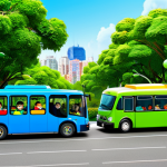 "Tayo the Little Bus and Friends"**

"A group of friendly cartoon buses, including a blue bus (Tayo), a green bus (Rogi), a yellow bus (Lani), and a red bus (Gani), driving through a colorful city park, fully clothed, appropriate content, family-friendly, perfect anatomy, natural proportions, vibrant colors, safe for work, professional illustration."

**